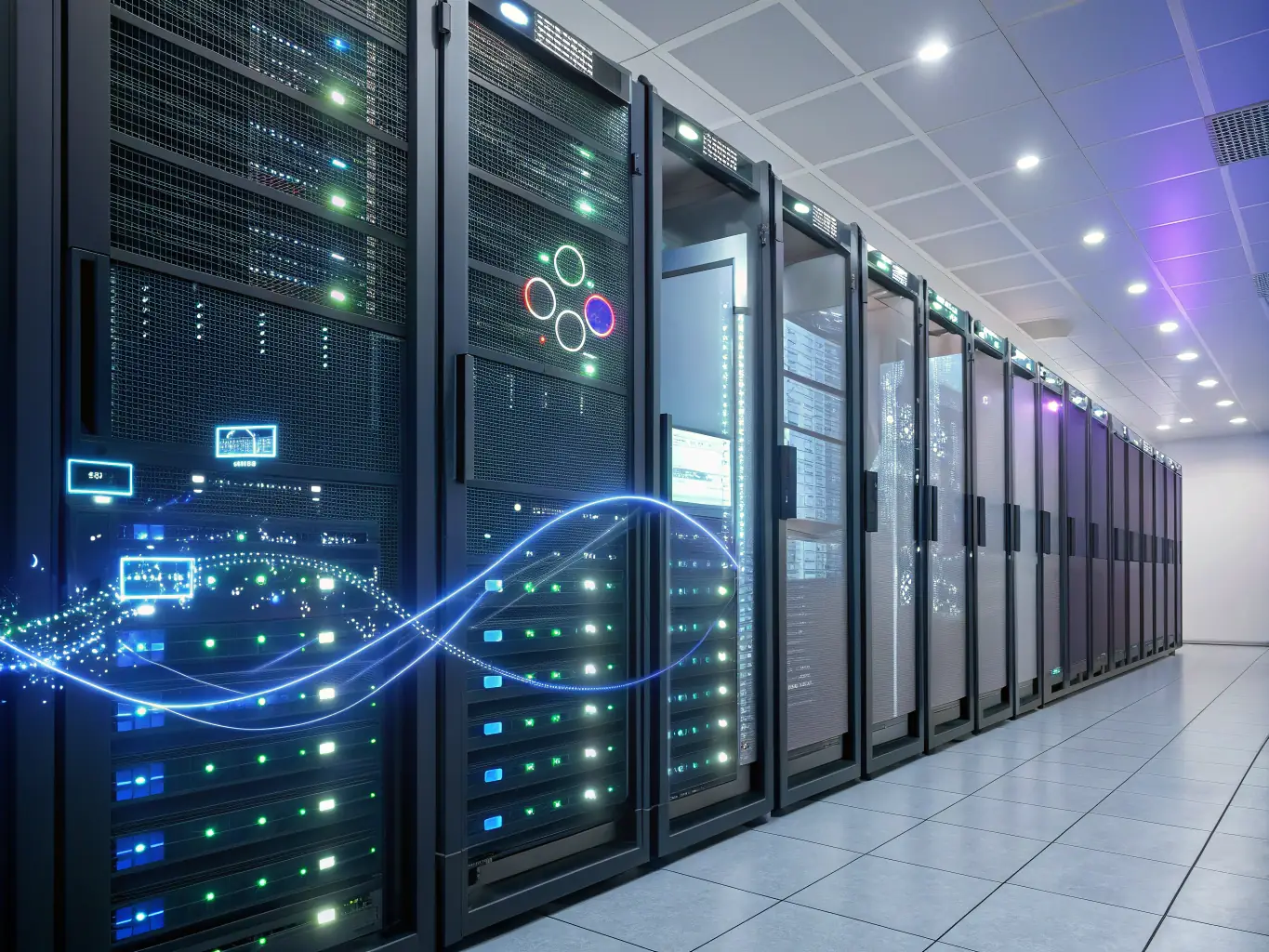 A visual representation of data flowing seamlessly between IT and OT environments, illustrating improved visibility and control.