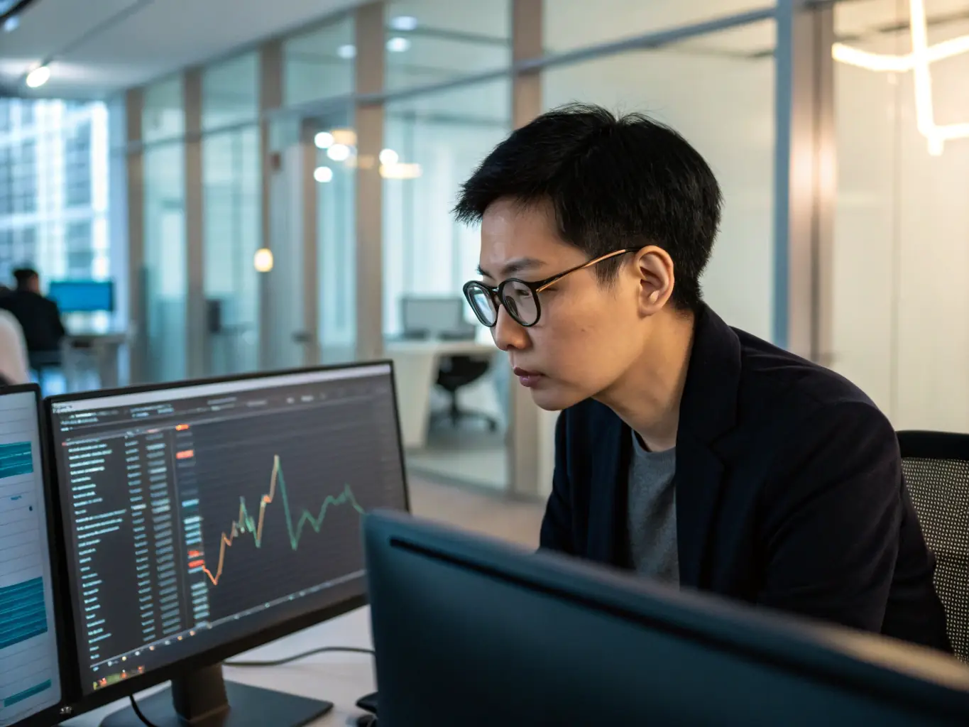 A professional consultant reviewing IT infrastructure diagrams in a modern office setting, symbolizing IT assessment services.