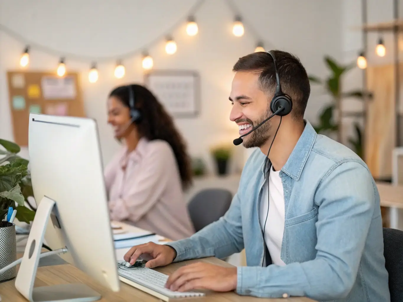 A helpdesk agent assisting a user remotely, showcasing efficient problem-solving and immediate support.