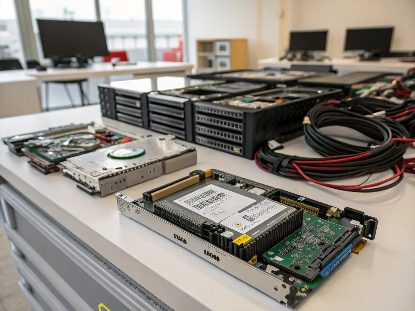 A visual representation of data storage devices and systems, highlighting the importance of secure and efficient storage.