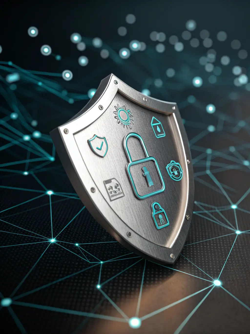 An illustration of a shield icon with a lock inside, representing improved cybersecurity for a professional services firm.